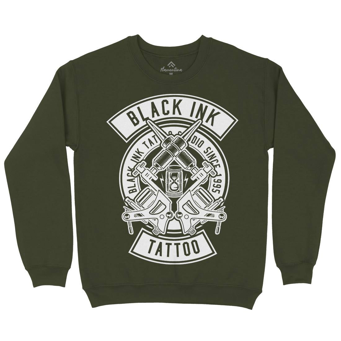 Black Ink Mens Crew Neck Sweatshirt Tattoo B500