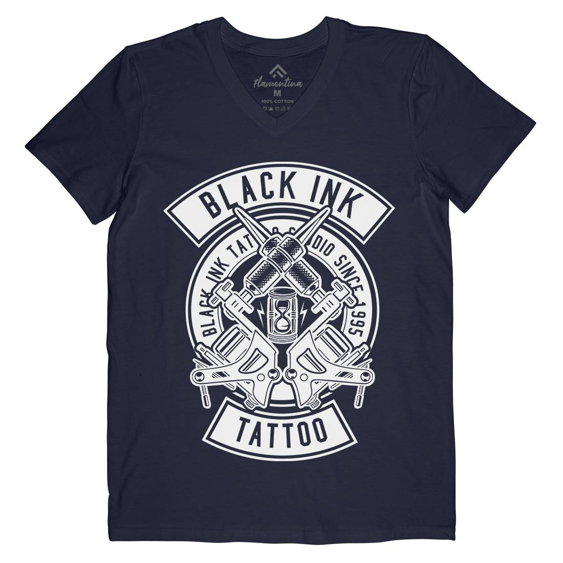 Black Ink Mens V-Neck T-Shirt Tattoo B500