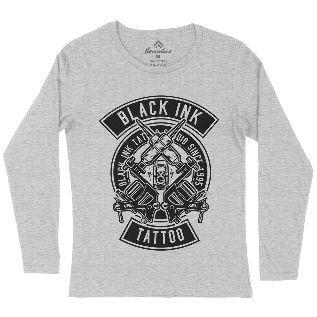 Black Ink Womens Long Sleeve T-Shirt Tattoo B500