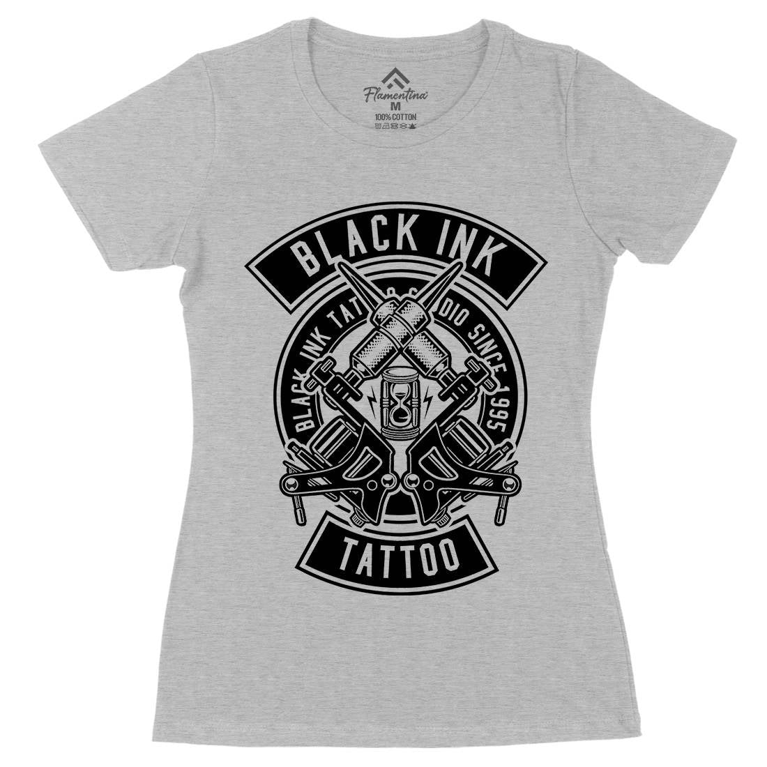 Black Ink Womens Organic Crew Neck T-Shirt Tattoo B500