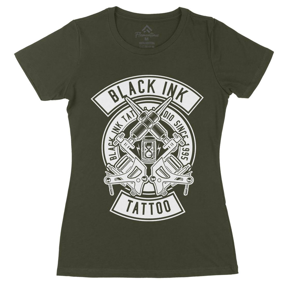 Black Ink Womens Organic Crew Neck T-Shirt Tattoo B500