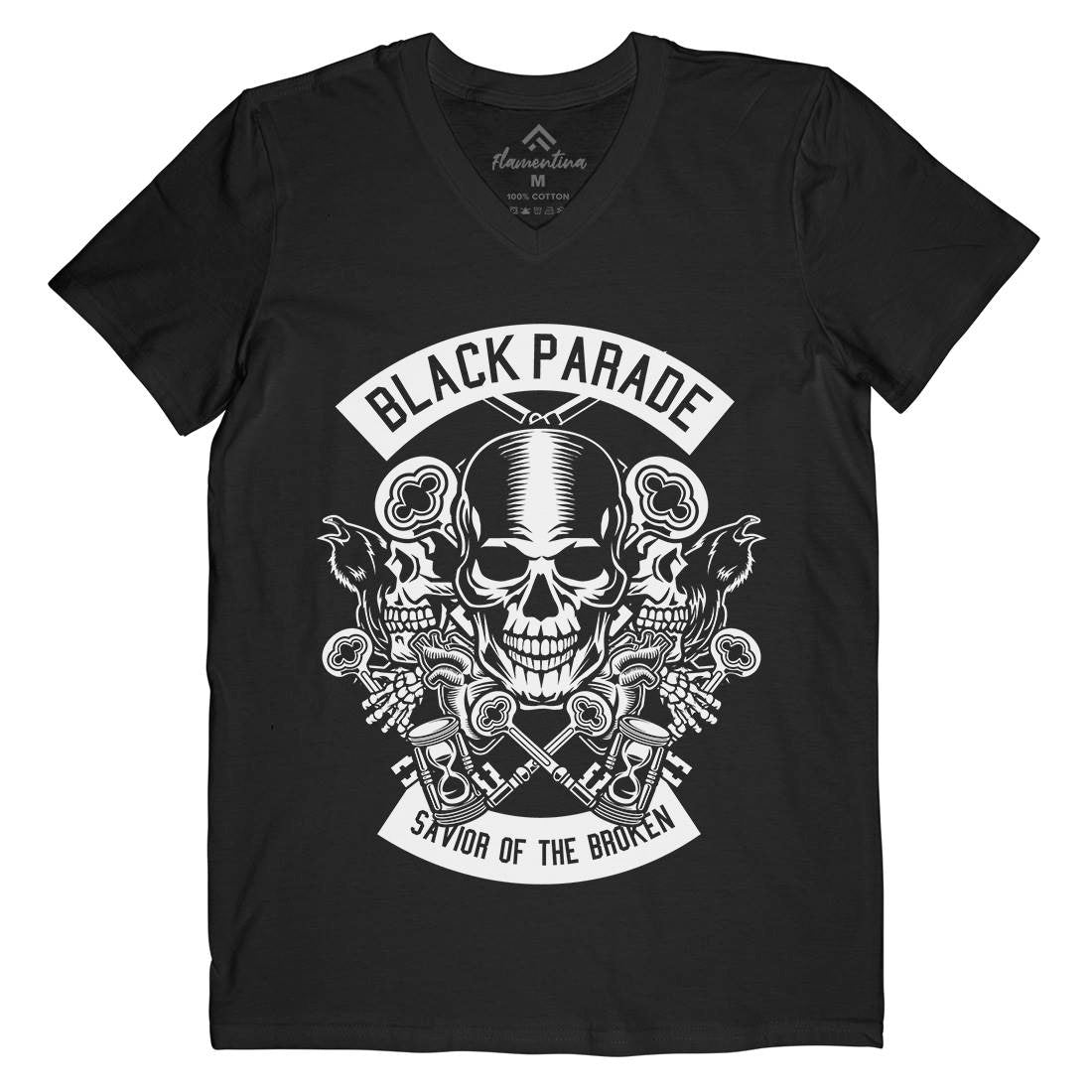 Black Parade Mens Organic V-Neck T-Shirt Horror B501