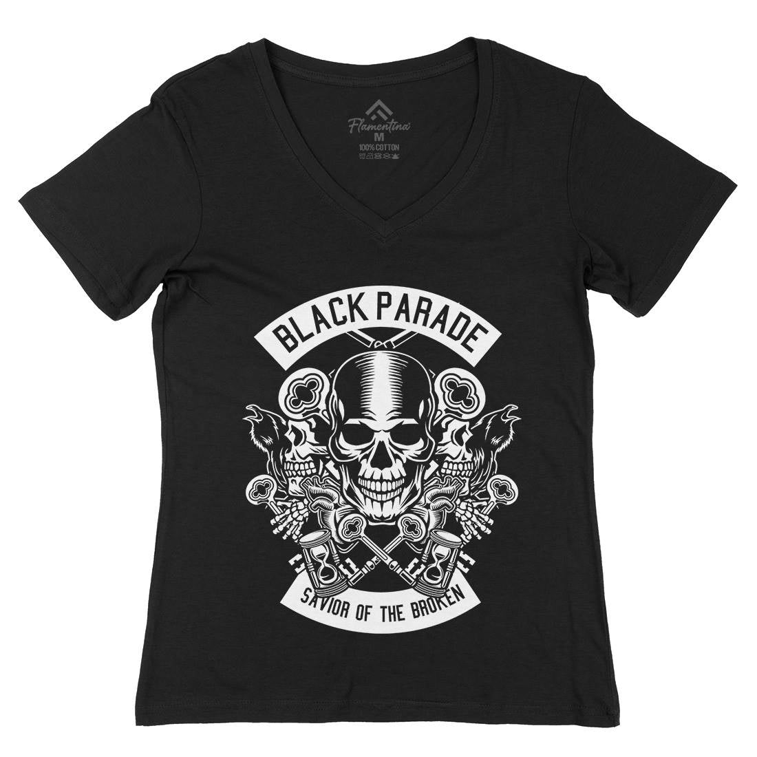 Black Parade Womens Organic V-Neck T-Shirt Horror B501