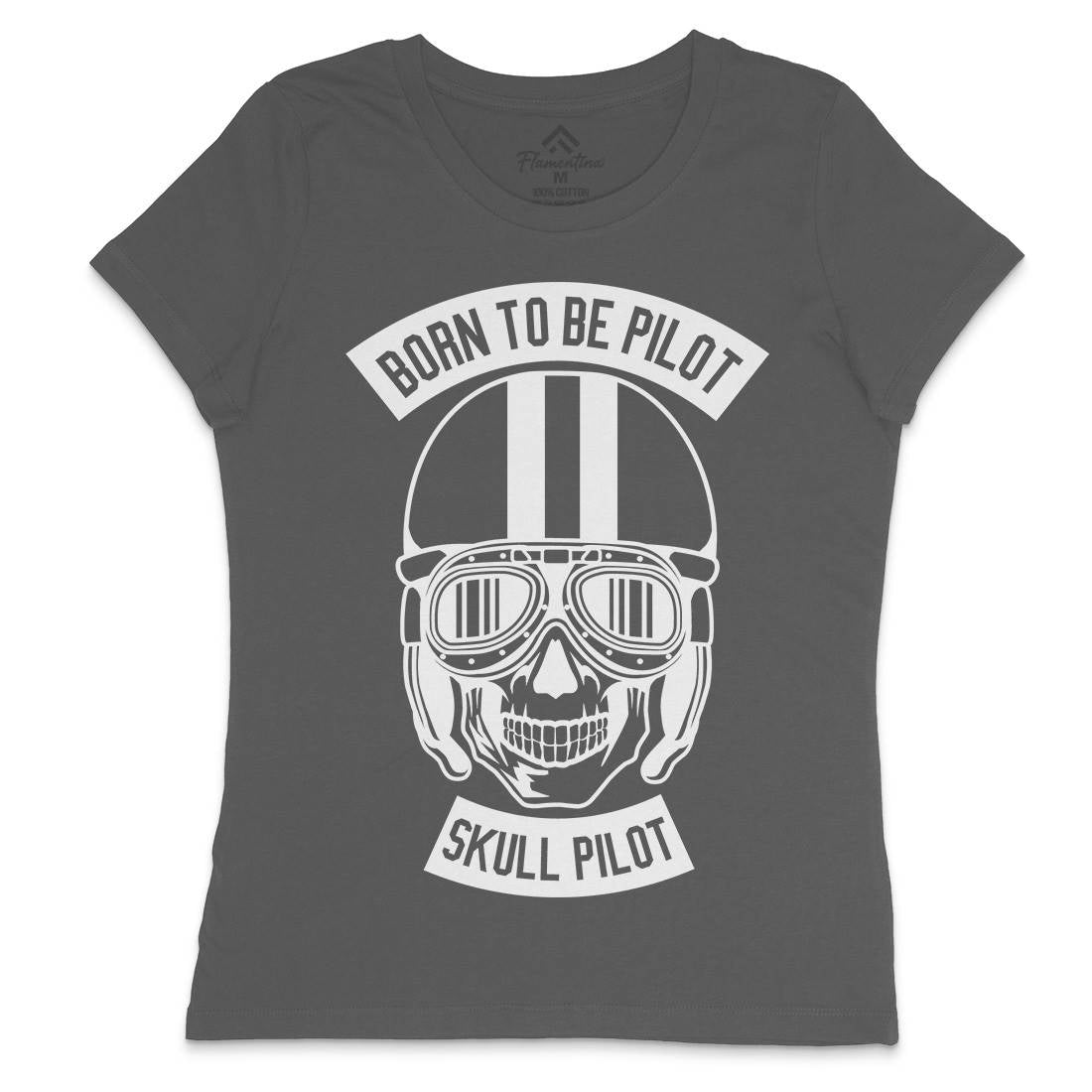 Born To Be Pilot Womens Crew Neck T-Shirt Vehicles B502