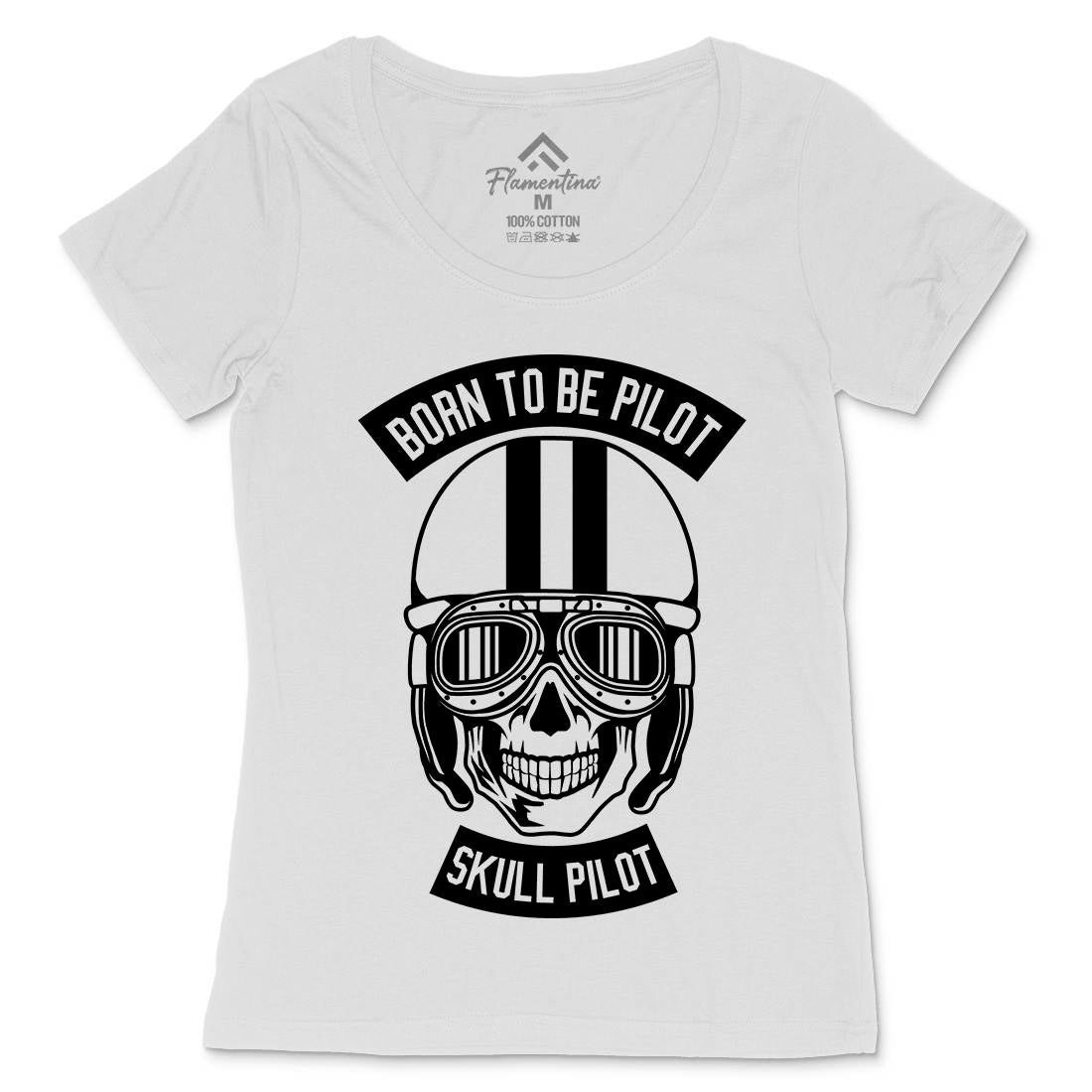 Born To Be Pilot Womens Scoop Neck T-Shirt Vehicles B502