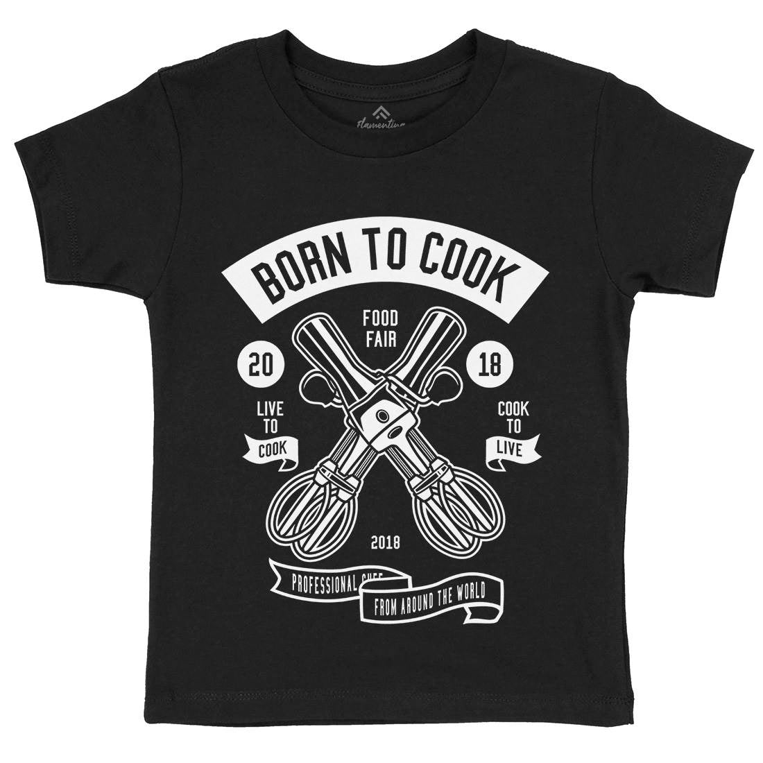 Born To Cook Kids Organic Crew Neck T-Shirt Food B503