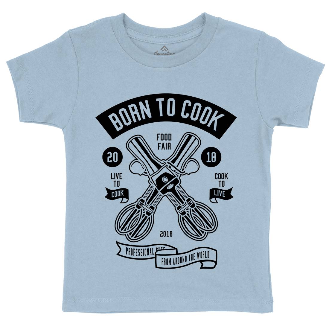 Born To Cook Kids Crew Neck T-Shirt Food B503