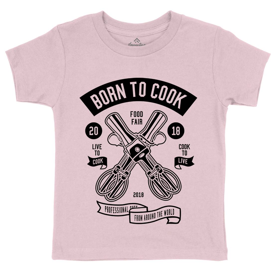 Born To Cook Kids Organic Crew Neck T-Shirt Food B503