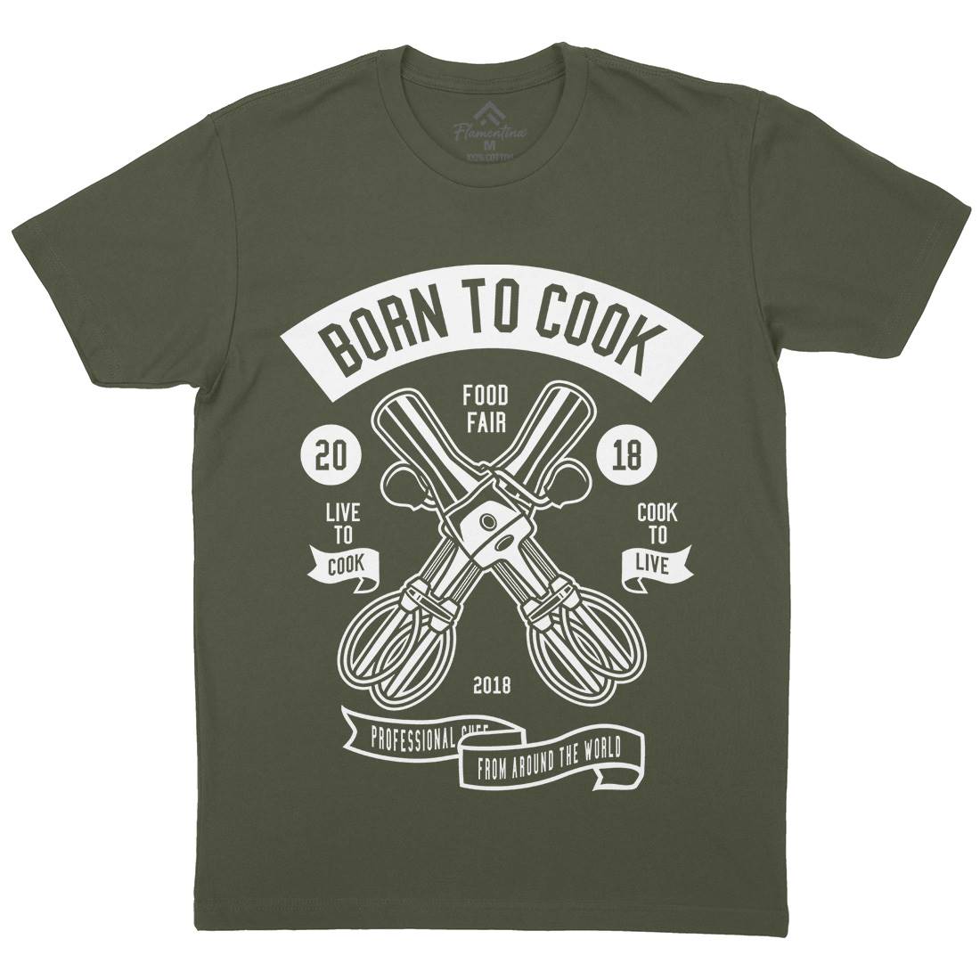Born To Cook Mens Crew Neck T-Shirt Food B503