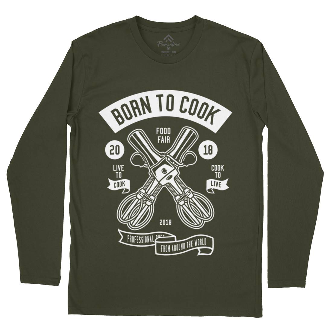 Born To Cook Mens Long Sleeve T-Shirt Food B503