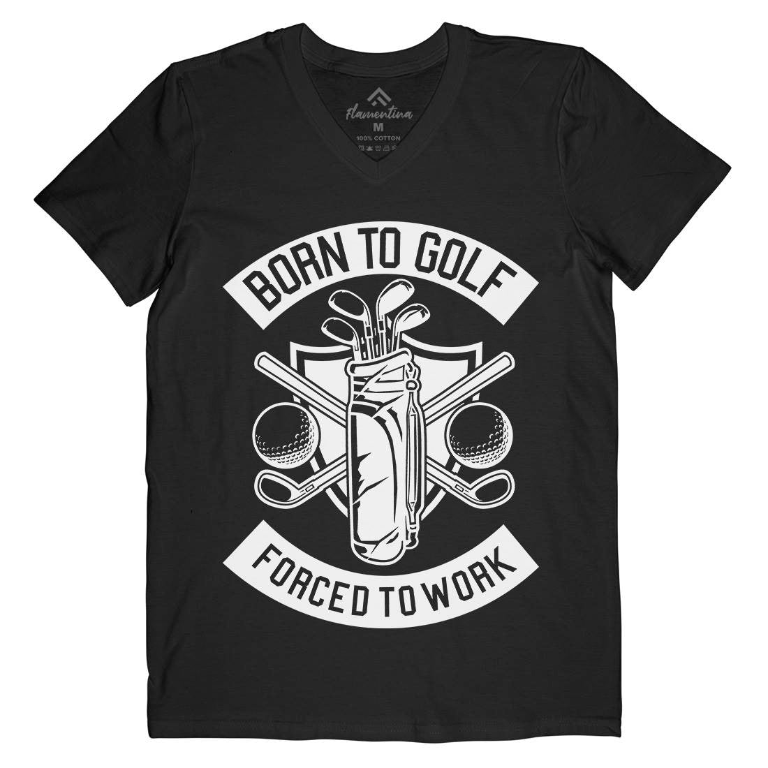 Born To Golf Mens Organic V-Neck T-Shirt Sport B504