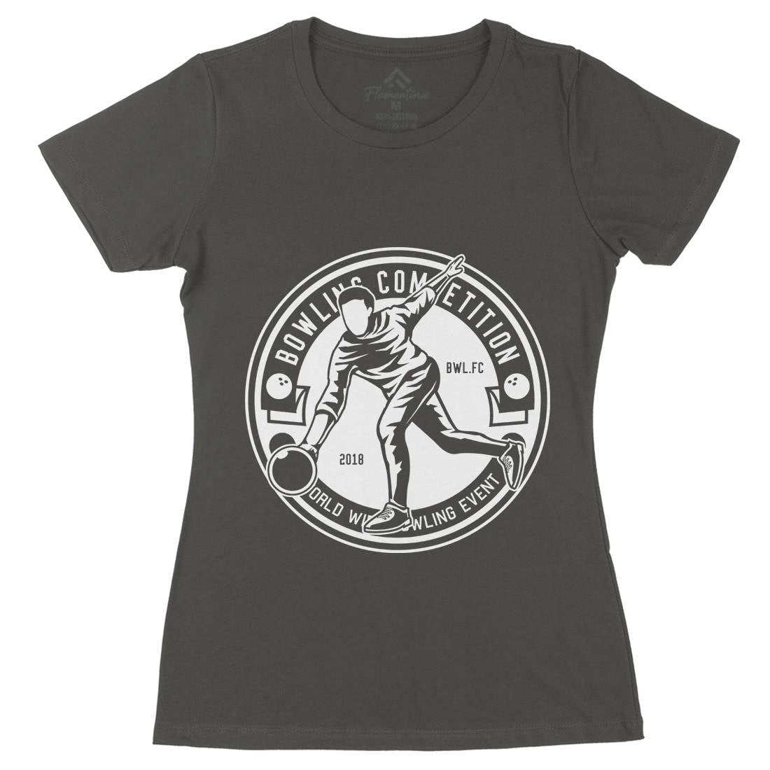 Bowling Competition Womens Organic Crew Neck T-Shirt Sport B505