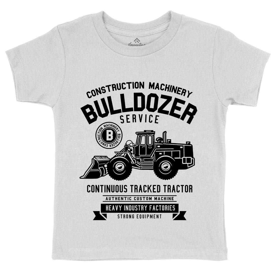 Bulldozer Kids Organic Crew Neck T-Shirt Vehicles B507