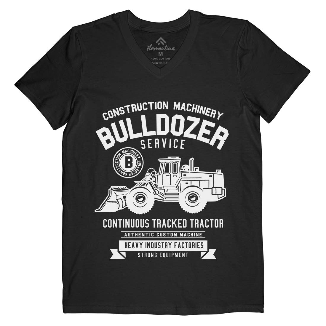 Bulldozer Mens V-Neck T-Shirt Vehicles B507