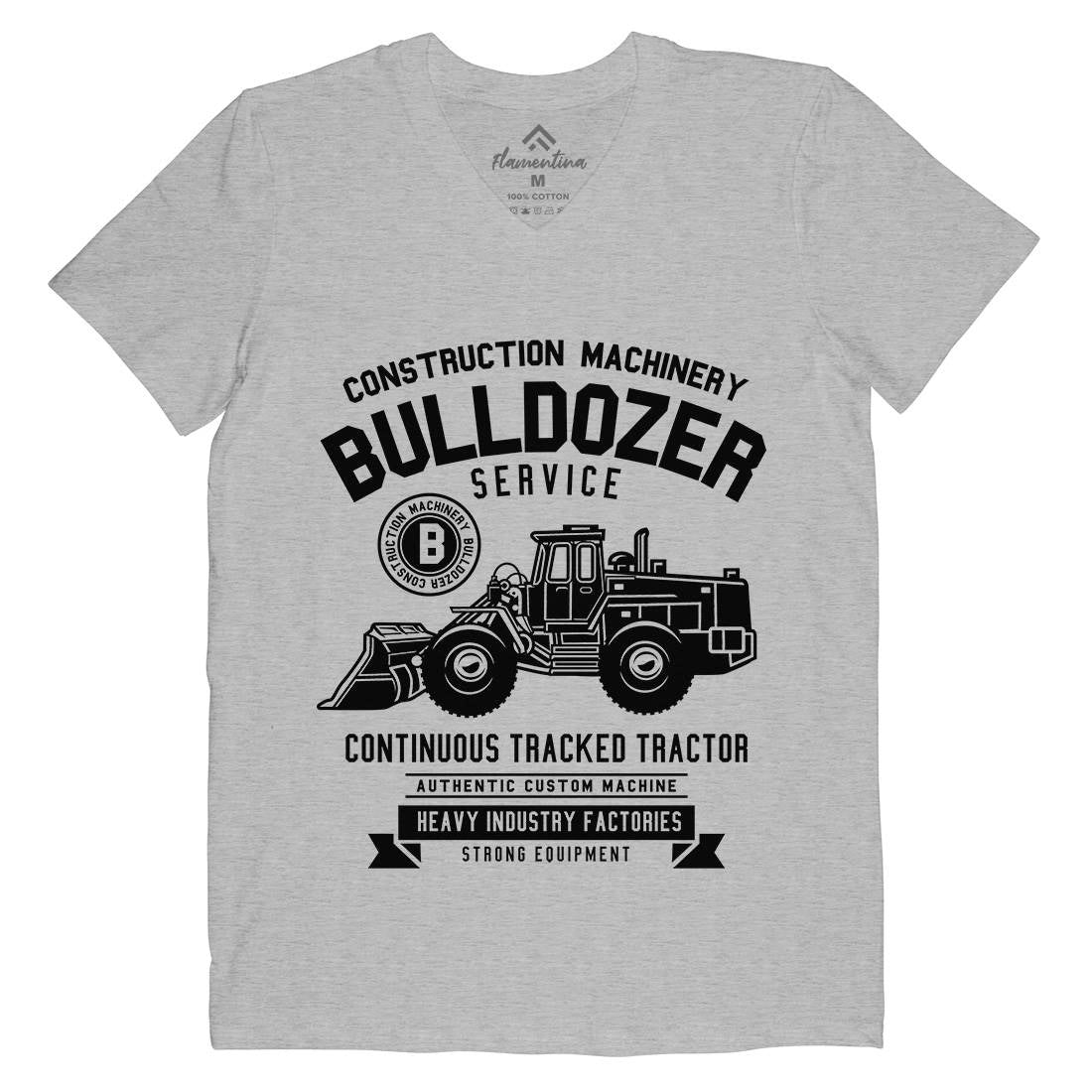 Bulldozer Mens Organic V-Neck T-Shirt Vehicles B507