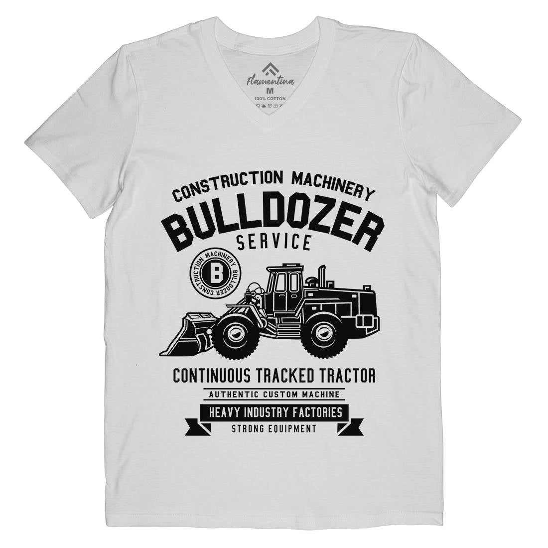 Bulldozer Mens Organic V-Neck T-Shirt Vehicles B507