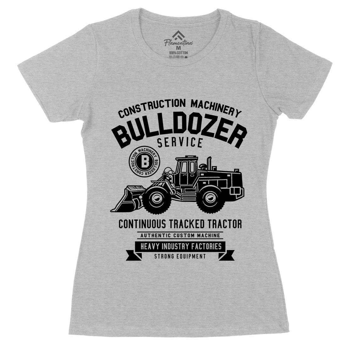 Bulldozer Womens Organic Crew Neck T-Shirt Vehicles B507