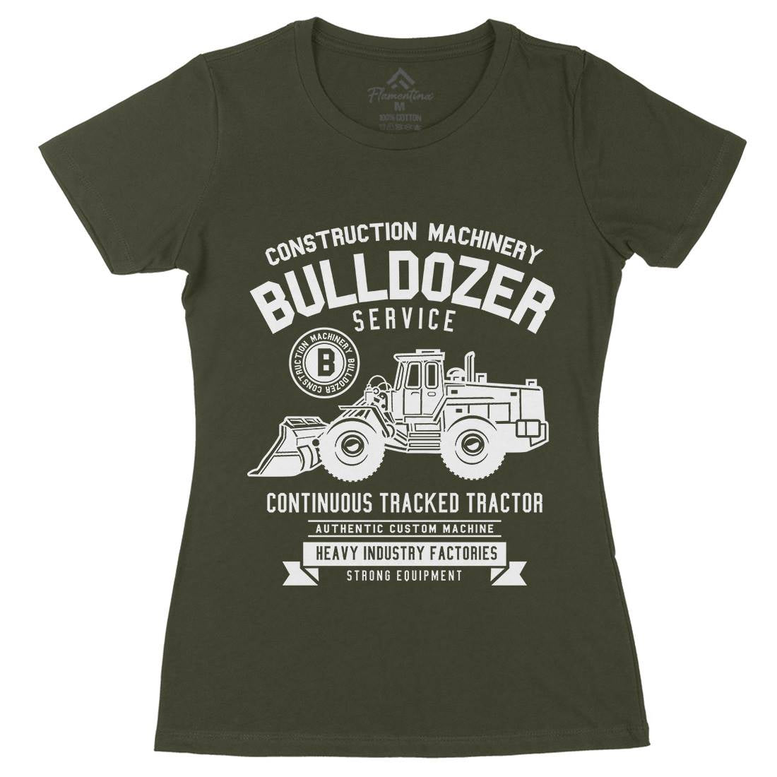 Bulldozer Womens Organic Crew Neck T-Shirt Vehicles B507