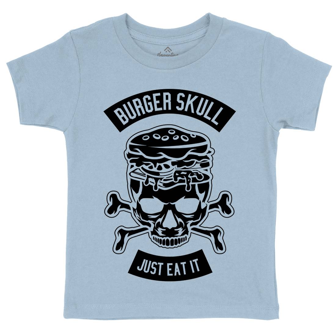 Burger Skull Kids Crew Neck T-Shirt Food B508