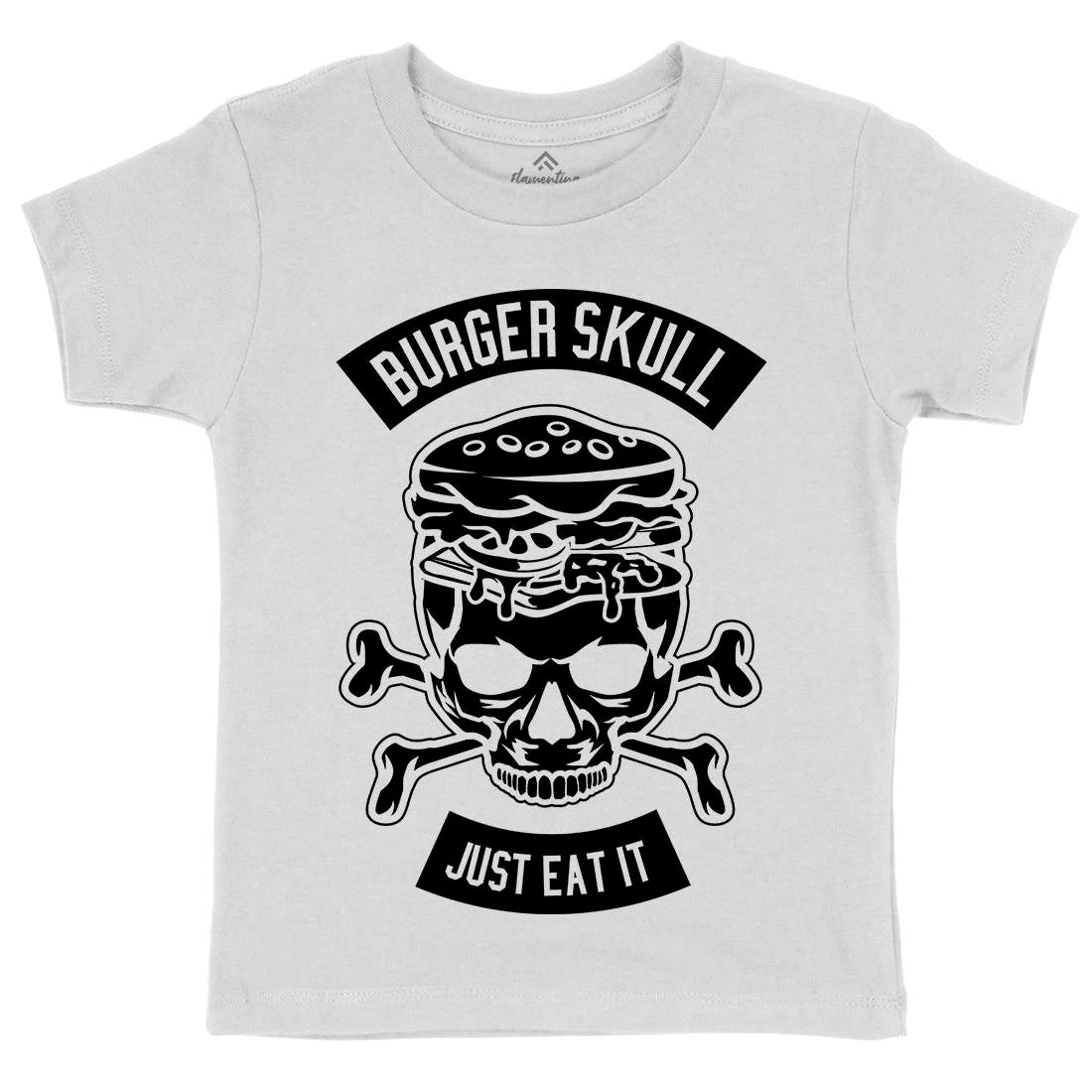 Burger Skull Kids Crew Neck T-Shirt Food B508