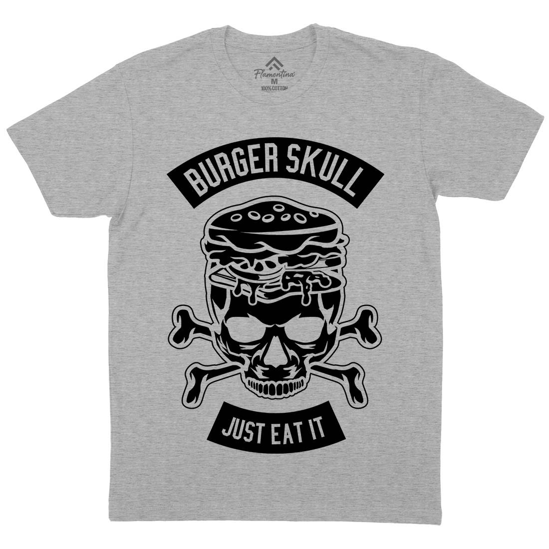 Burger Skull Mens Crew Neck T-Shirt Food B508