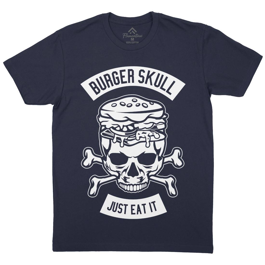 Burger Skull Mens Crew Neck T-Shirt Food B508