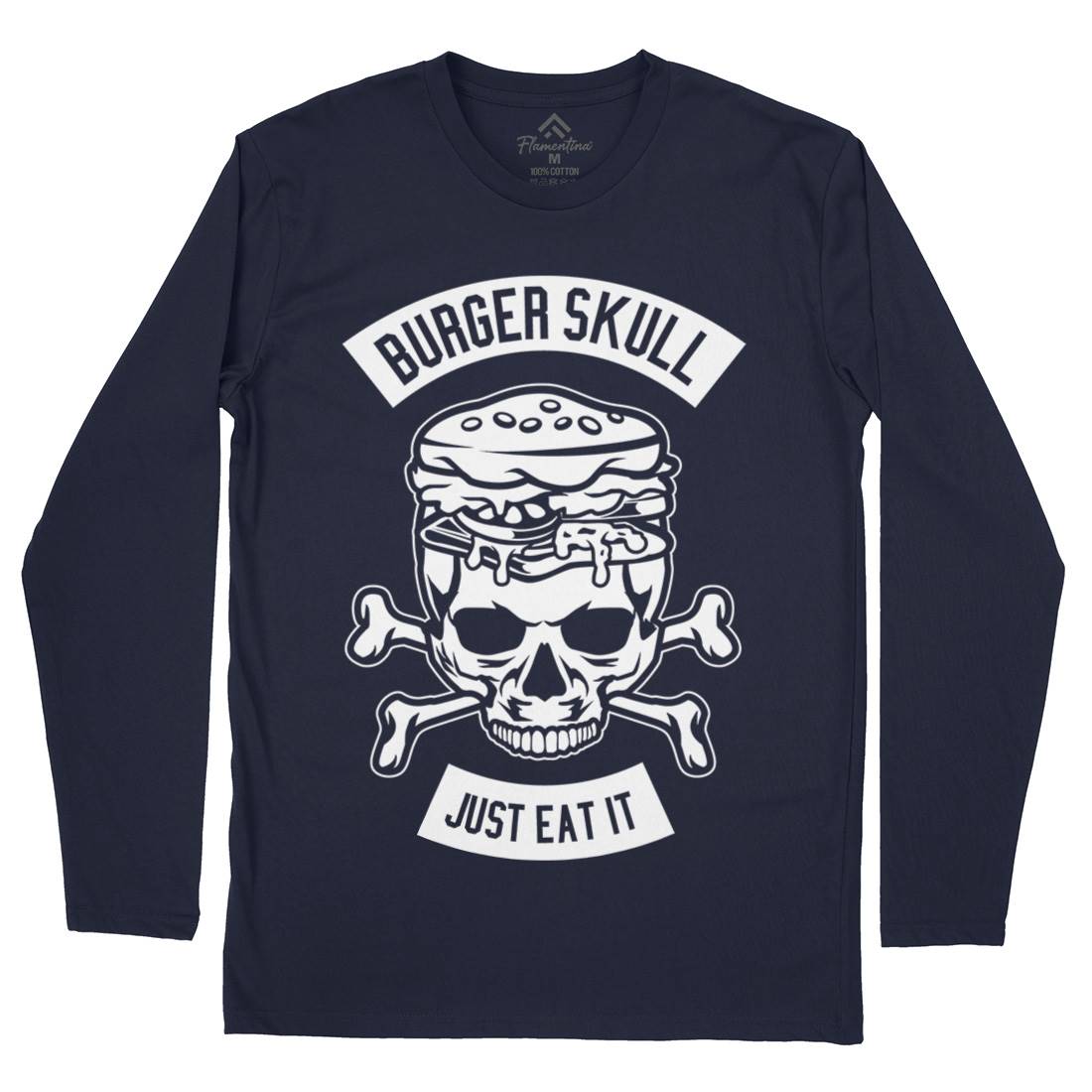 Burger Skull Mens Long Sleeve T-Shirt Food B508