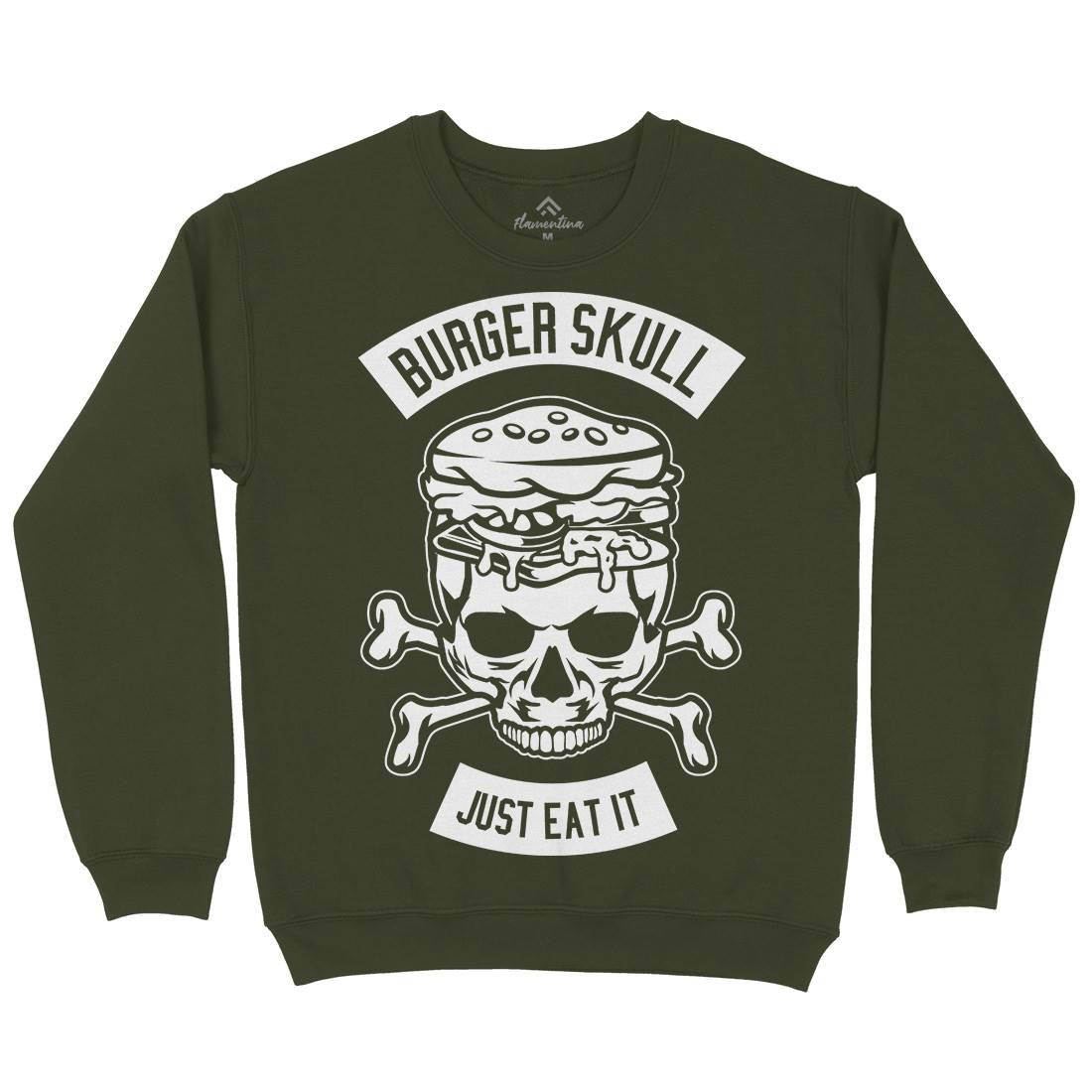 Burger Skull Mens Crew Neck Sweatshirt Food B508
