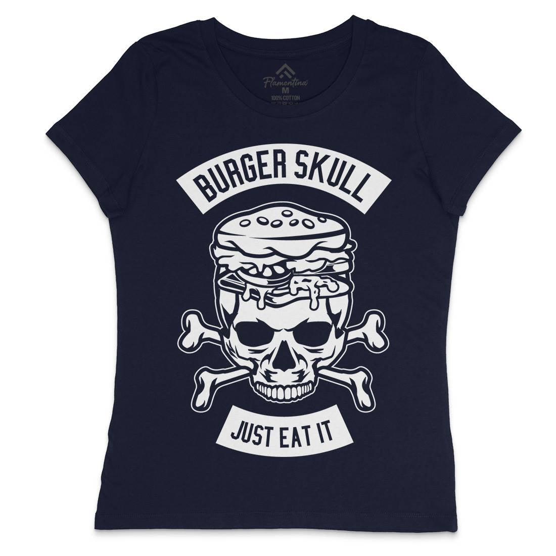 Burger Skull Womens Crew Neck T-Shirt Food B508