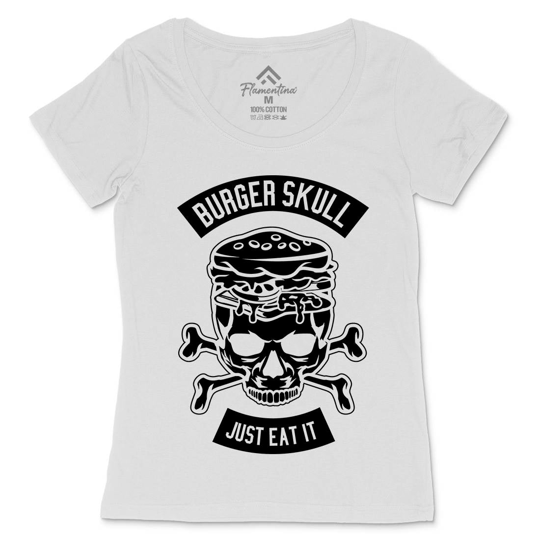 Burger Skull Womens Scoop Neck T-Shirt Food B508