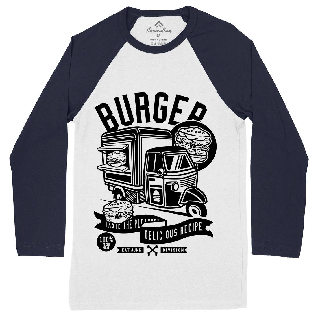 Burger Van Mens Long Sleeve Baseball T-Shirt Food B509