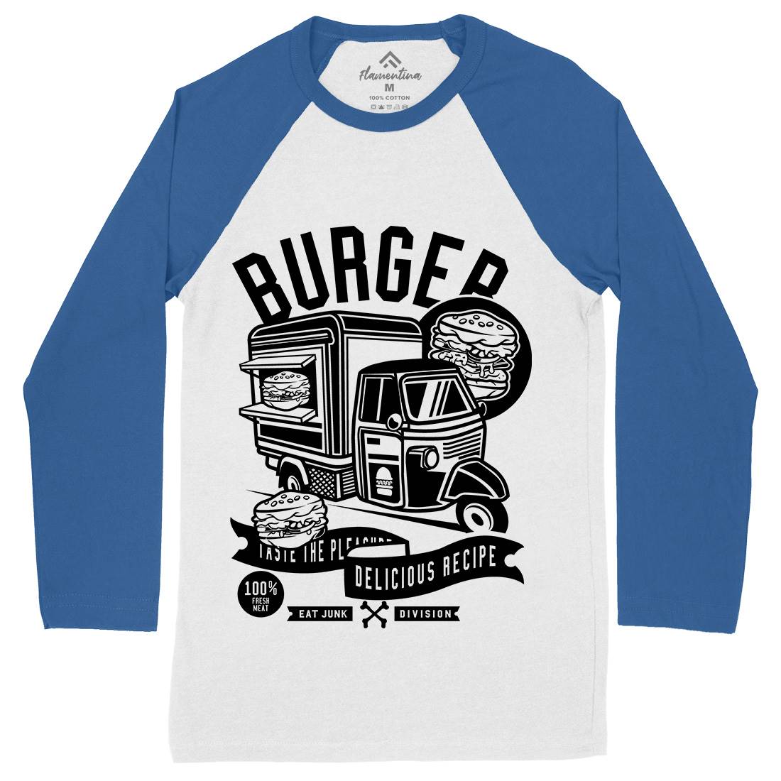 Burger Van Mens Long Sleeve Baseball T-Shirt Food B509