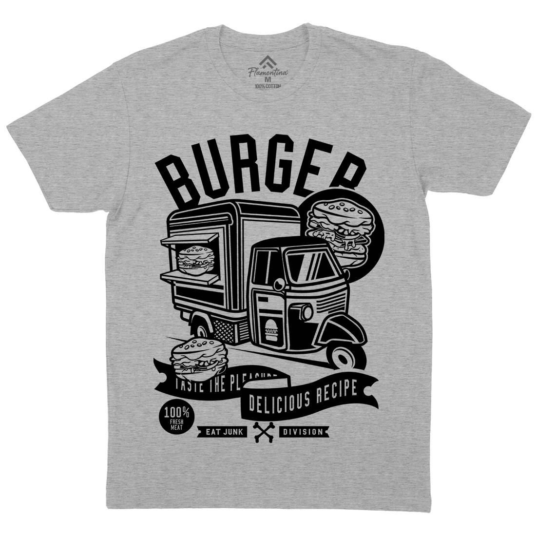 Burger Van Mens Organic Crew Neck T-Shirt Food B509