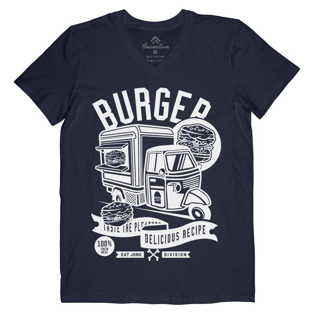 Burger Van Mens V-Neck T-Shirt Food B509
