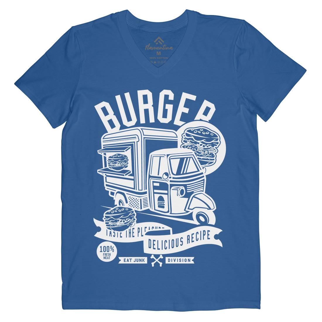 Burger Van Mens V-Neck T-Shirt Food B509