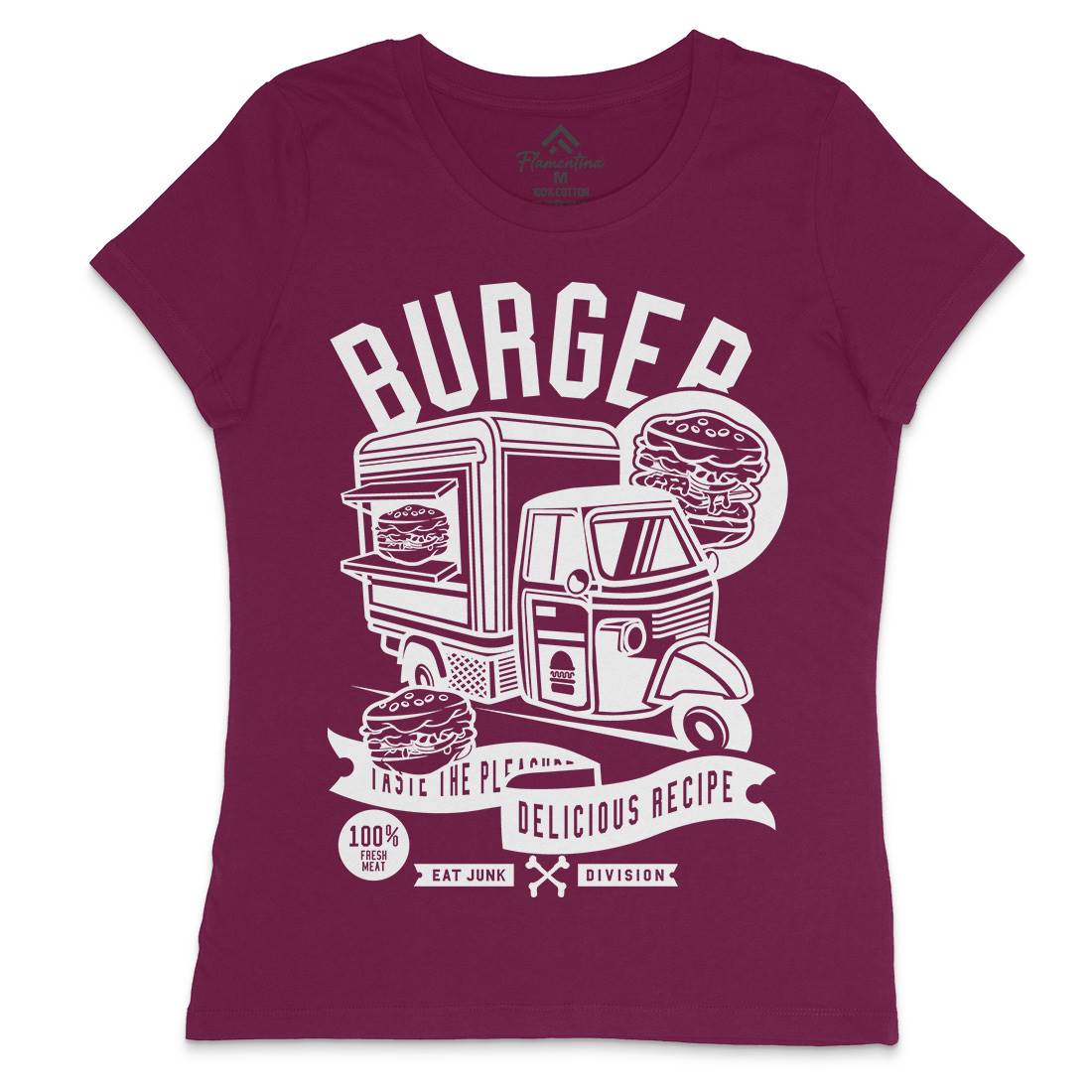 Burger Van Womens Crew Neck T-Shirt Food B509
