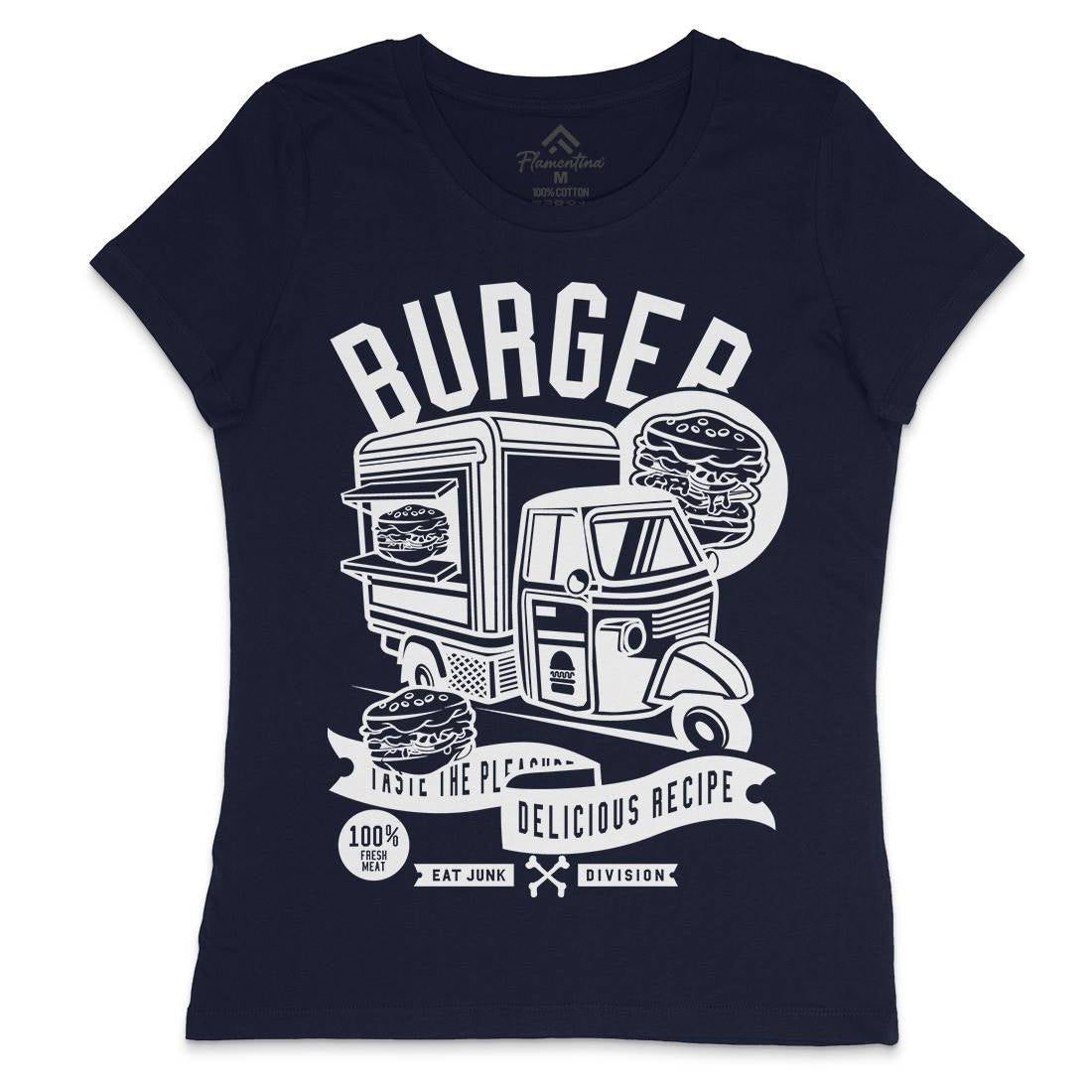 Burger Van Womens Crew Neck T-Shirt Food B509