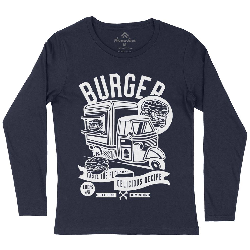 Burger Van Womens Long Sleeve T-Shirt Food B509