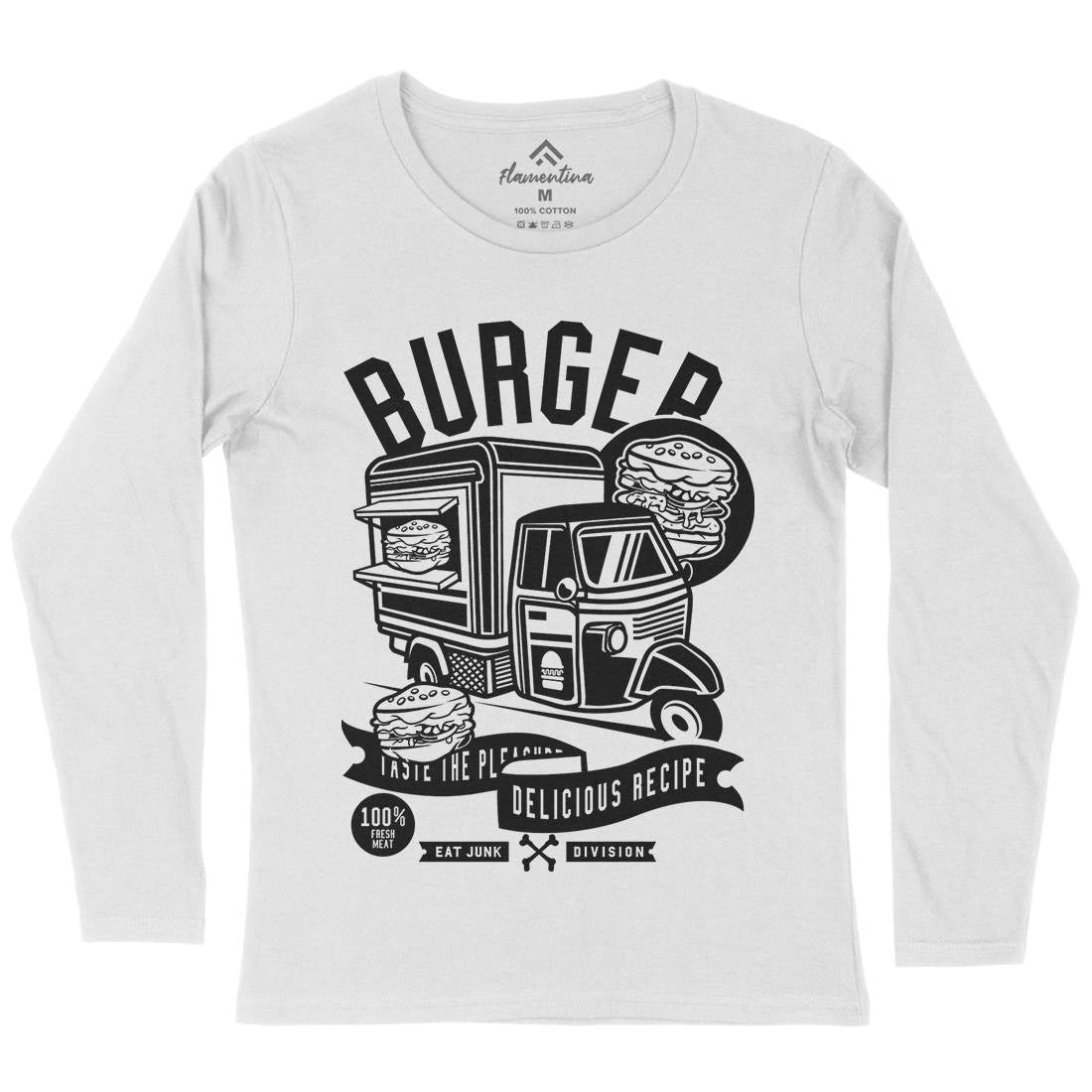 Burger Van Womens Long Sleeve T-Shirt Food B509