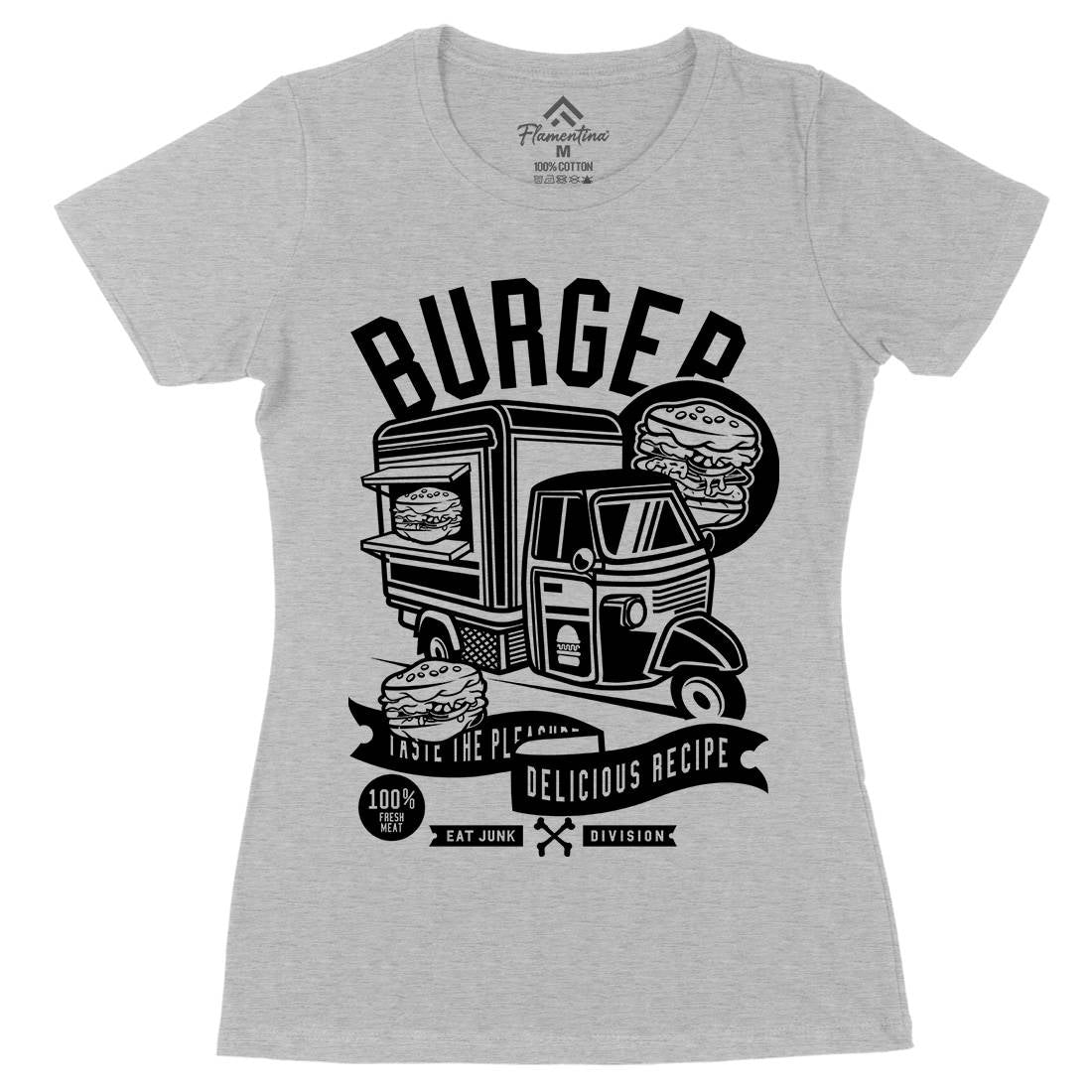 Burger Van Womens Organic Crew Neck T-Shirt Food B509