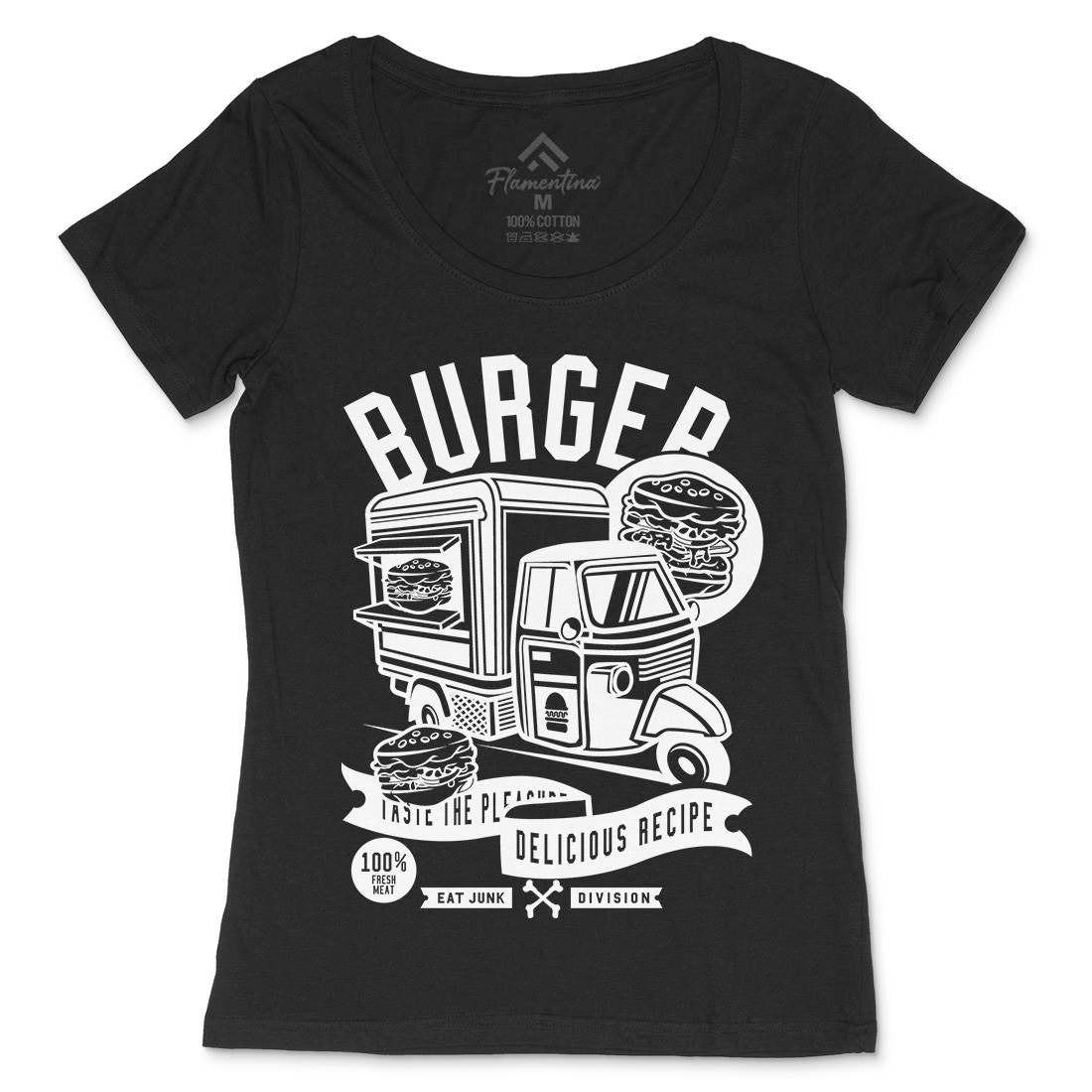 Burger Van Womens Scoop Neck T-Shirt Food B509