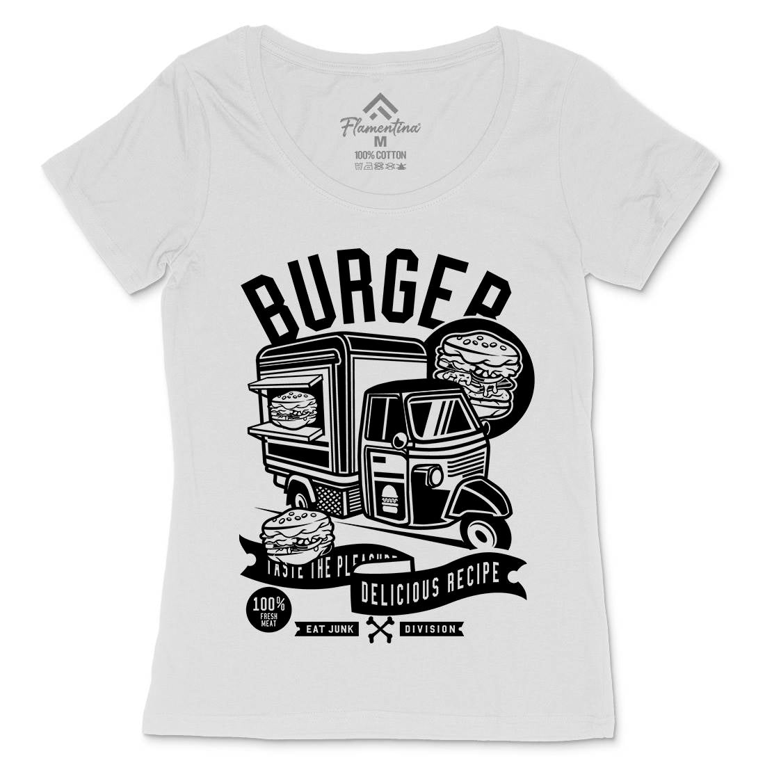 Burger Van Womens Scoop Neck T-Shirt Food B509