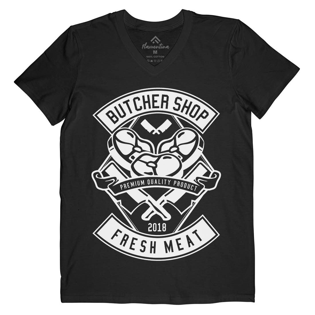 Butcher Mens V-Neck T-Shirt Food B510