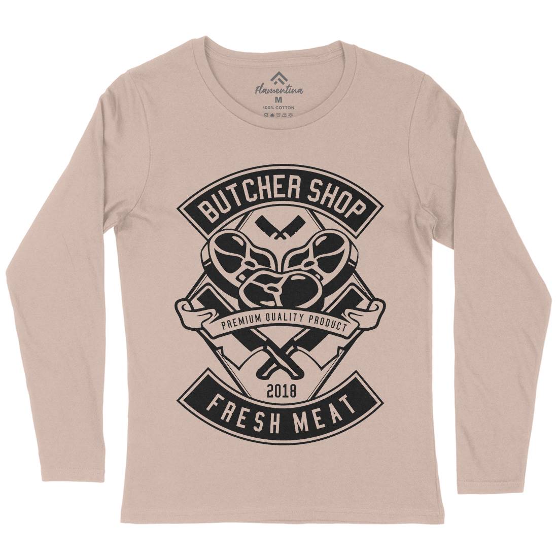 Butcher Womens Long Sleeve T-Shirt Food B510