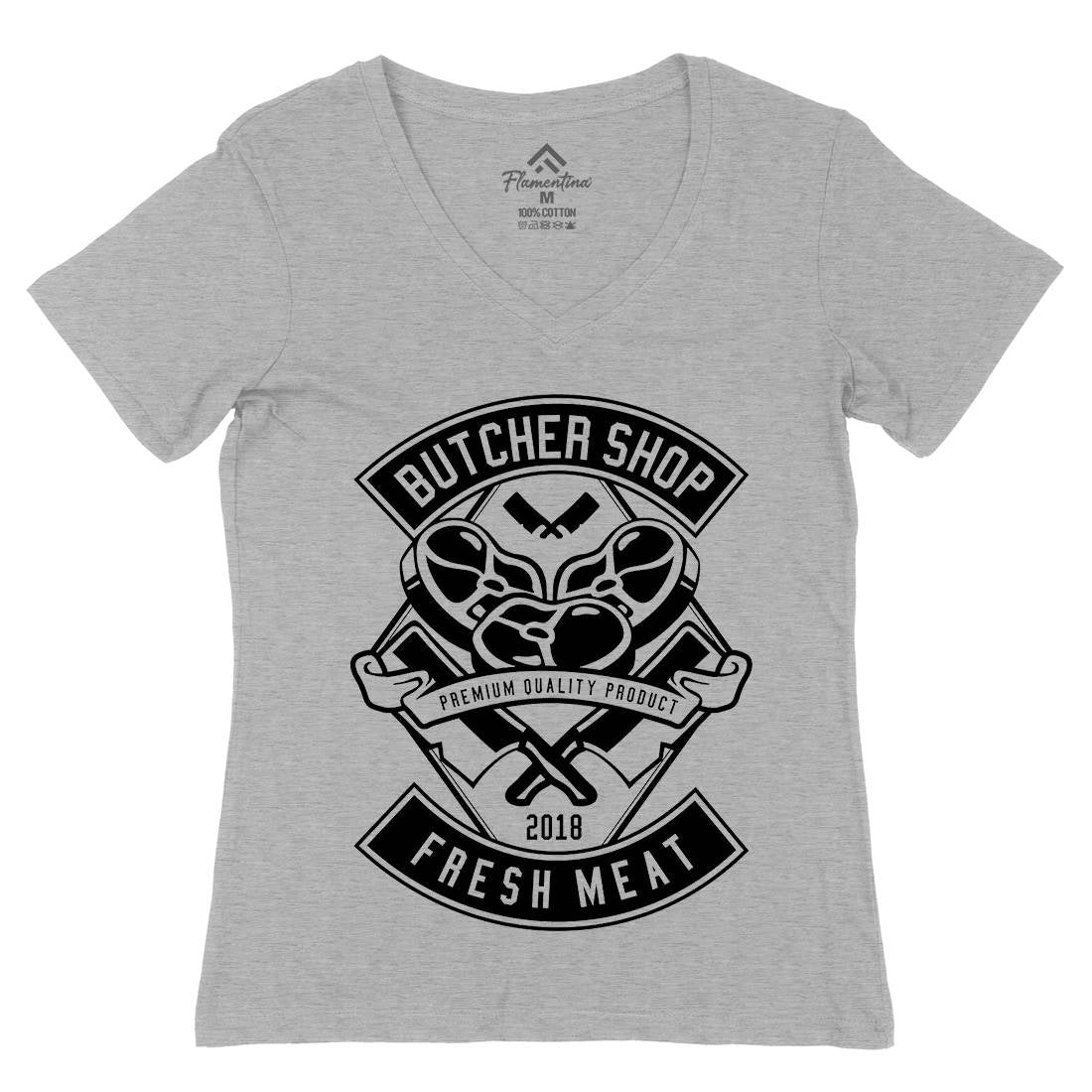 Butcher Womens Organic V-Neck T-Shirt Food B510