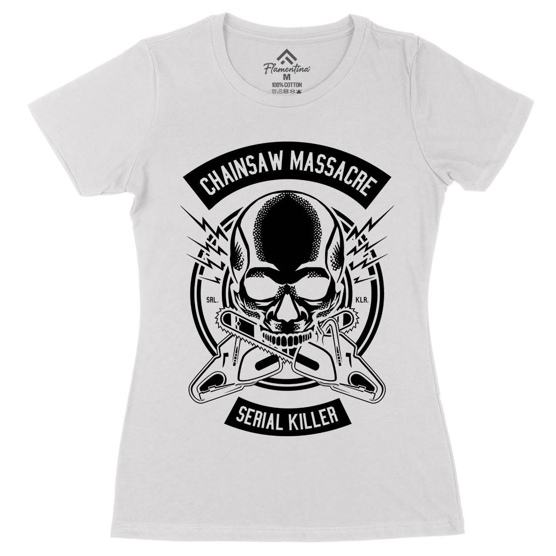 Chainsaw Massacre Womens Organic Crew Neck T-Shirt Horror B511