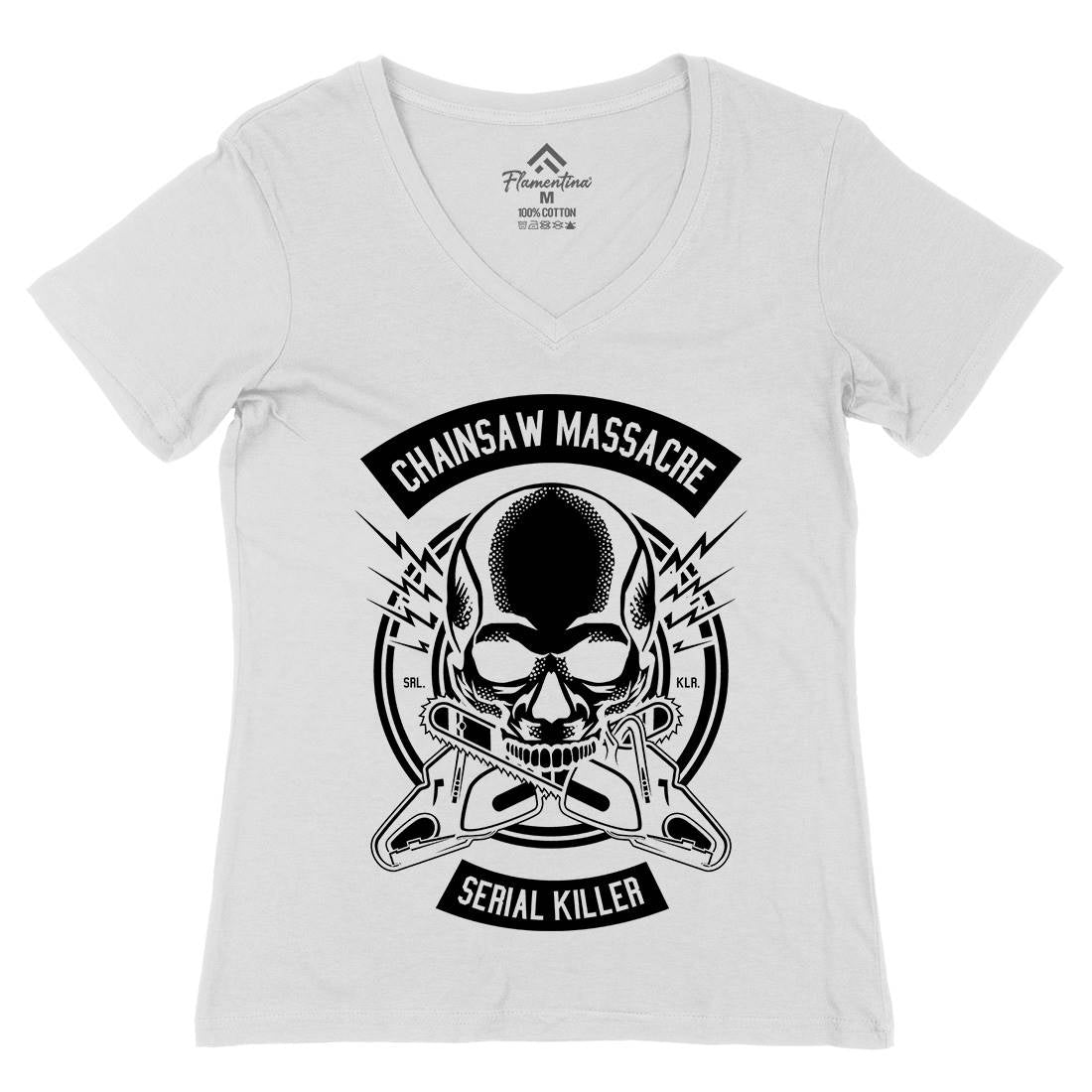 Chainsaw Massacre Womens Organic V-Neck T-Shirt Horror B511