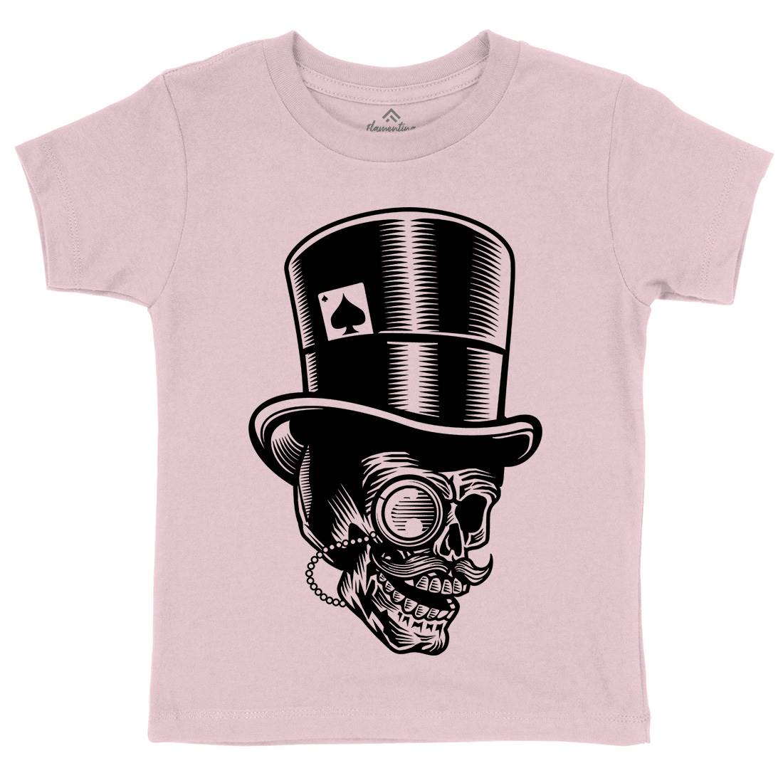 Classic Gentleman Skull Kids Organic Crew Neck T-Shirt Horror B513