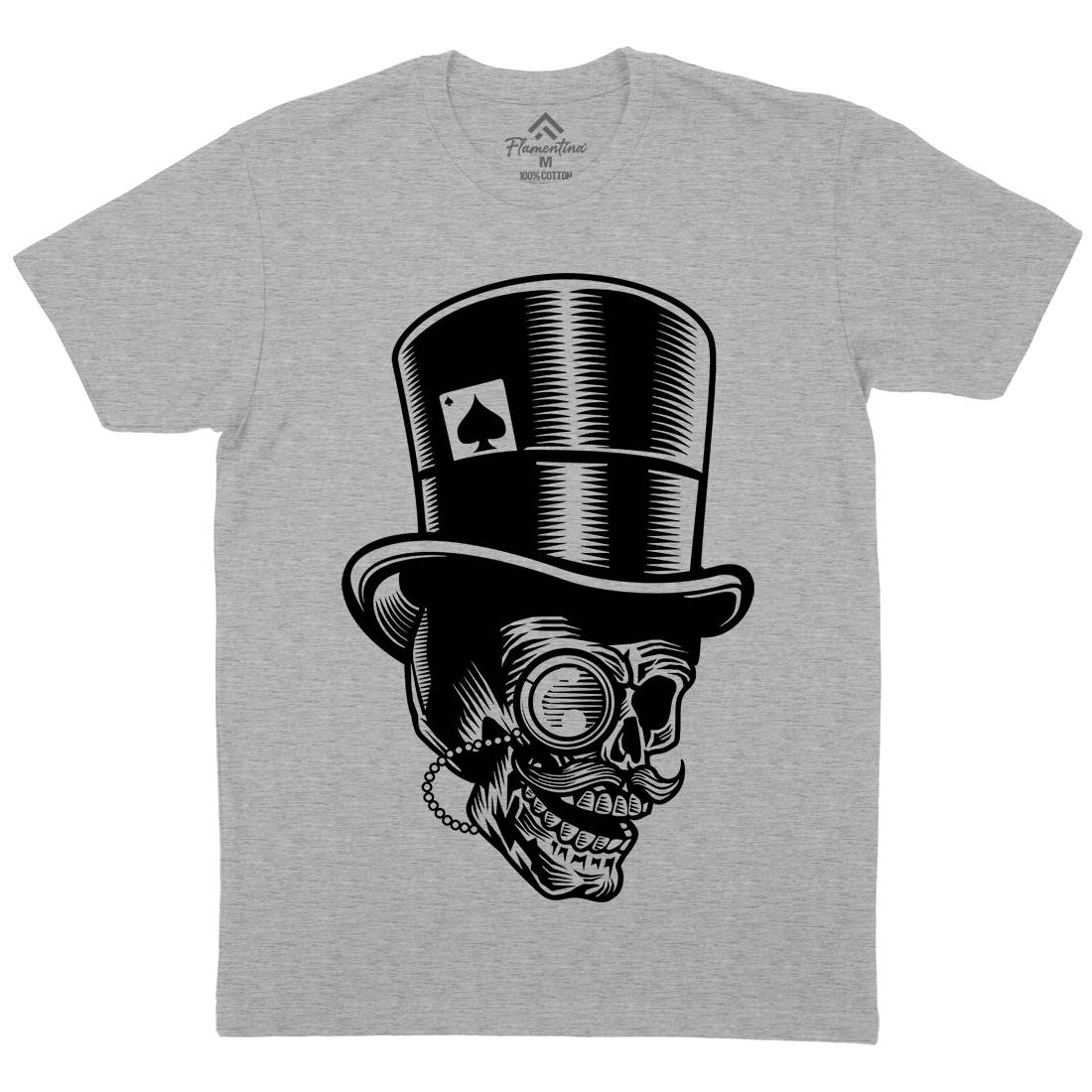 Classic Gentleman Skull Mens Organic Crew Neck T-Shirt Horror B513