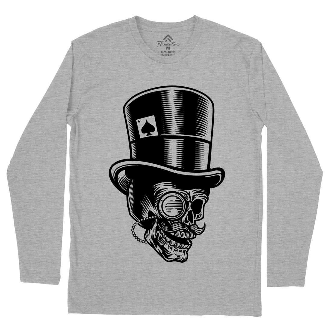 Classic Gentleman Skull Mens Long Sleeve T-Shirt Horror B513